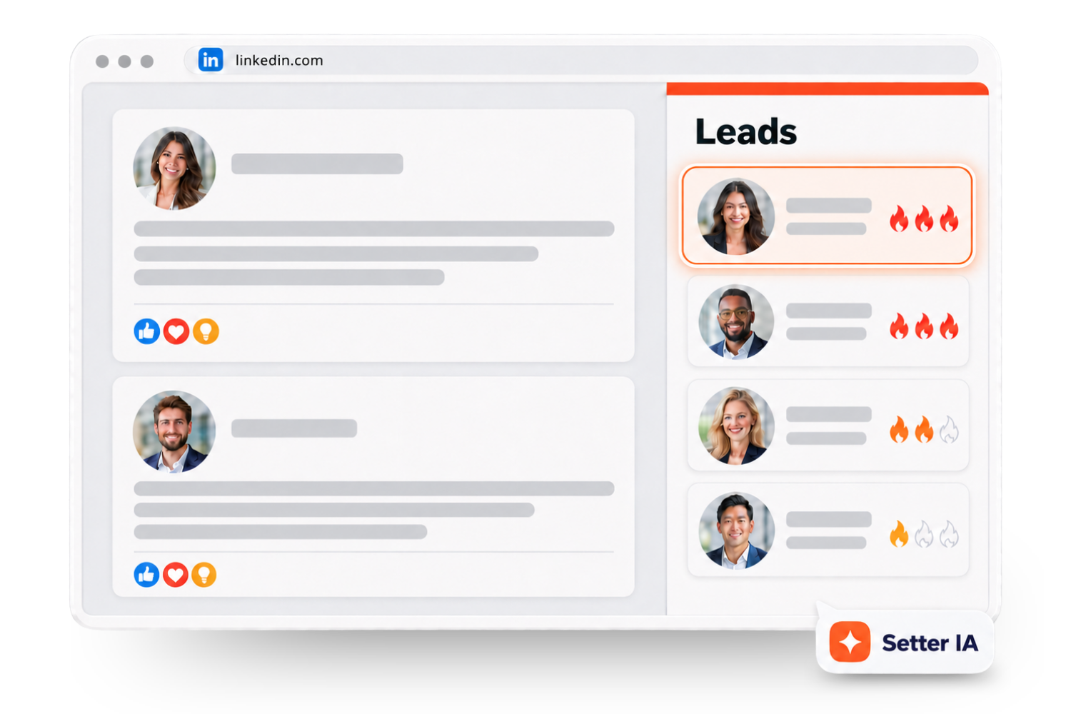 Le panneau EngageFast qui score les leads LinkedIn dans votre navigateur